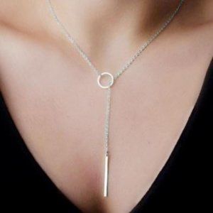 Lariat Bar Necklace (Silver)
